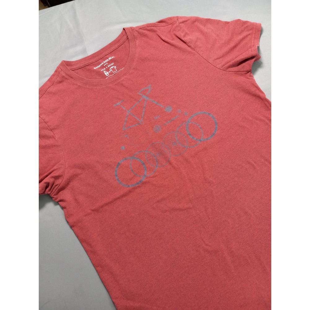 Banana Republic Mens Eco T-Shirt Red Bicycle Graphic Tee Lightweight Size L